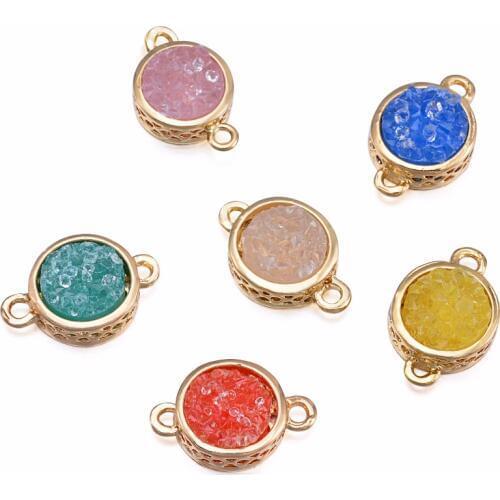 6pcs Natural Stone Opal Crystal Druzy Pendant Quartz Black Plated Gold Pendant For DIY Jewelry Women