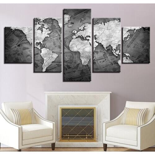 5D DIY Diamond Embroidery 5pcs Multi-picture Black and White diamond painting Retro World Map Cross Stitch Rhinestone home Decor