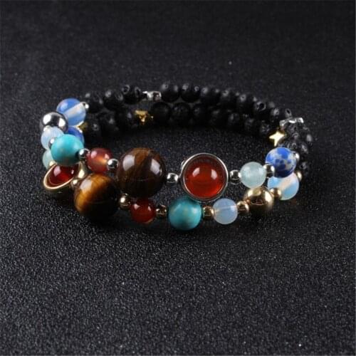 HFANCYW Eight Planets Beads Bracelet Natural Crystal Lava Stone Universe Yoga Chakra Bracelet Men Women Reiki Jewelry Wholesale