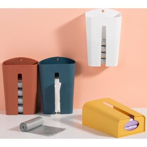 Household Tissue Box Garbage Bag Organizer Wall Shelf Kitchen Storage Containers Organization Simple Plastic Debris Sorting Box