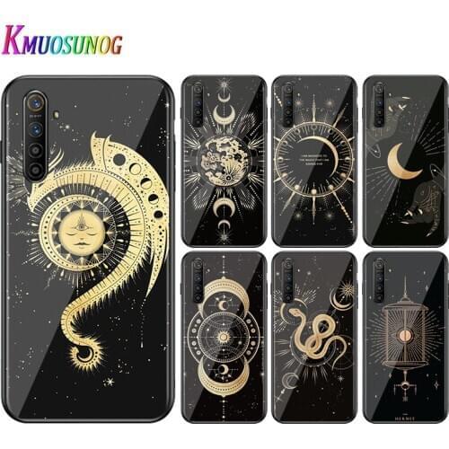 For OPPO A5 A9 2020 F7 Phone Cover Art Sun Flowers Snake Moon for OPPO Reno 2 Z 2Z 2F 3 4 Pro 5G Bright Black Phone Case