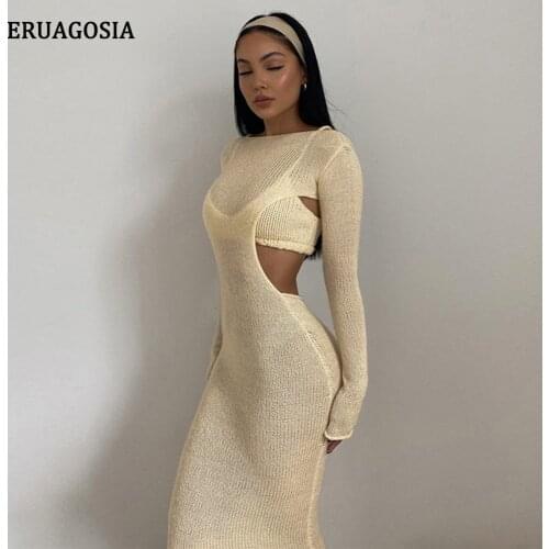 Модные вязаные платья ERUAGOSIA China At AliExpress