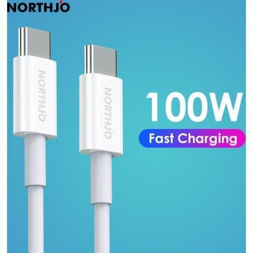 NORTHJO 5A 100W USB C To Type C Cable PD Fast Charging Cord for Macbook iPad Air Xiaomi mi 10 Pro Samsung S20 Huawei OnePlus LG