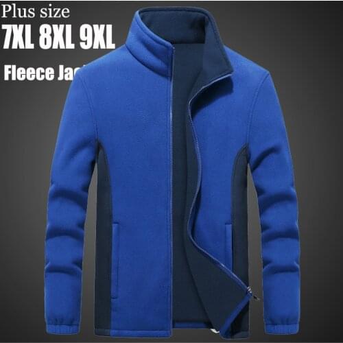 Big Size 7xl 8xl 9xl Fleece Jacket Men Tactical Softshell Windbreaker Winter Jackets Coat Male Sportswear Large Sizes Clothing