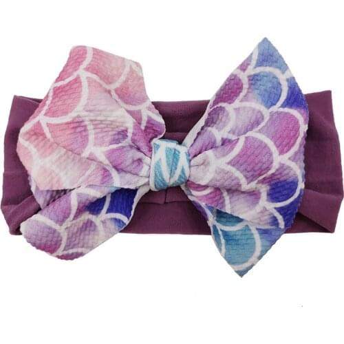 2020 New Big Bows Headband For Girls Baby Kids Bow Knot Elastic Hairband Bow Print Headband Hairband Newborn Photography Props