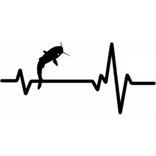 LLY-1092 Classic Heart Beat Line FISHING FISH CATFISH Modeling Car Sticker PVC Auto Decoration Motorcycle Waterproof Stickers
