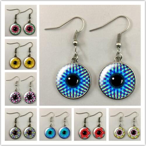 Fashion pendant jewelry colorful longan earrings for women DIY art picture glass cabochon earrings women earrings handmade gifts