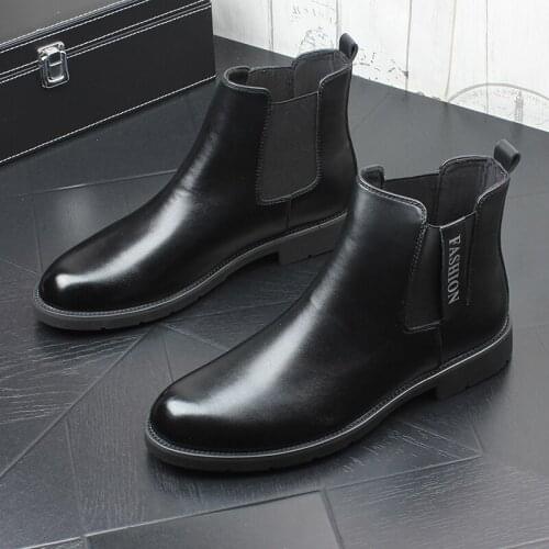 England style mens fashion chelsea boots black original leather shoes trend handsome cowboy boot spring autumn ankle botas male