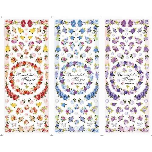 3PCS/LOT NAIL ART TATTOOS STICKER WATER SLIDER DECAL FULL COVER FLOWER ROSE BUBBLE ROSEBUSH PEONY BALL LACE HOT52-54