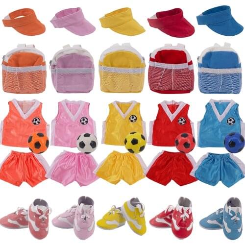 5 Colors Reborn Doll Sports Suit Shoes Jersey Ball Hat Fit 43cm New Baby Born Doll and 18 Inch American Girl doll,Generation Toy