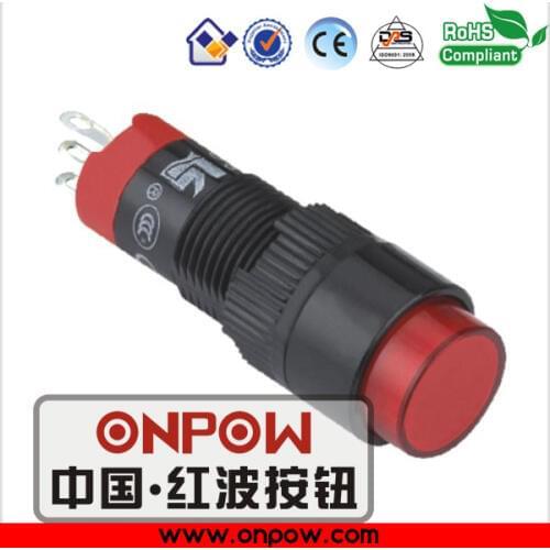 ONPOW 10mm 1NO1NC latching plastic round head push button switch LAS3Y-11Z/R