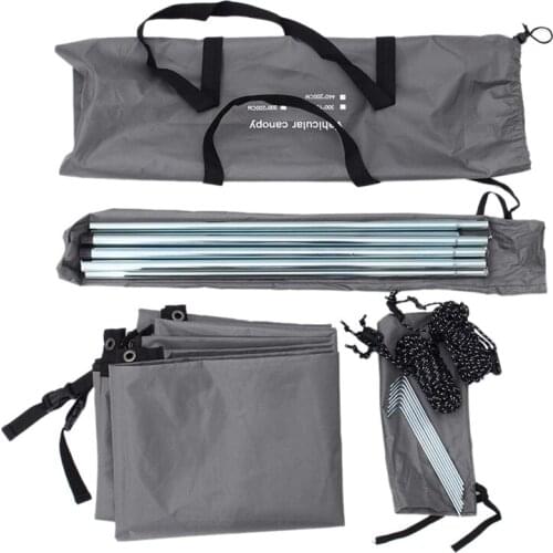 Portable Campin Shelter, Car Side Awning RV Sun Shade Sail Canopy Roof Top Tent for Caravan, Outdoor, SUV