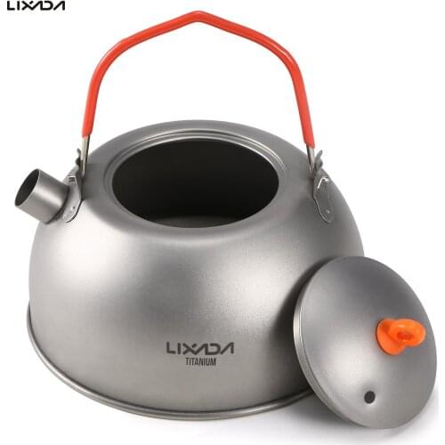 Lixada 600ml Portable Titanium Tea Kettle for Boiling Water Coffee Tea Pot for Outdoor Camping Hiking Backpacking Accessories