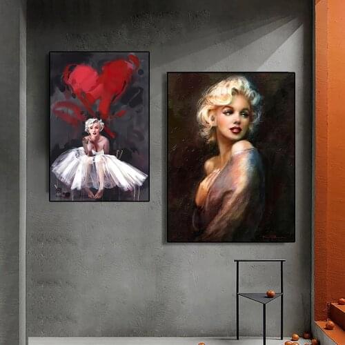 Sexy Marilyn Monroe Portrait Oil Painting Wall Art Canvas Poster and Girl Room Decoration Wall Cuadros No Frame