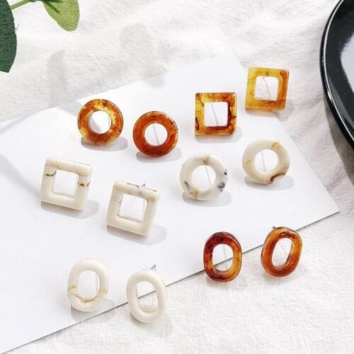 Korean Style Earrings 2021 for Women Small Cute Stud Earring Geometric Acrylic Earings Fashion Jewelry 2021 Kolczyki