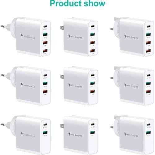 4 Ports PD 18W Type C USB Fast Charger Adapter 48W QC 3.0 Wall Charger Adapter Quickly charger ture 3 port and 2 port