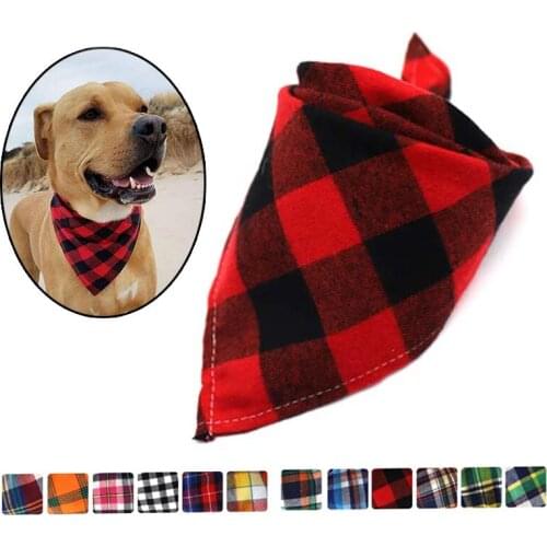 Dog Scarf Plaid Style Pet Cat Dog Bandana Bibs Cotton Washable Bandana Puppy Dog Accessories for Small Dogs Grooming Products