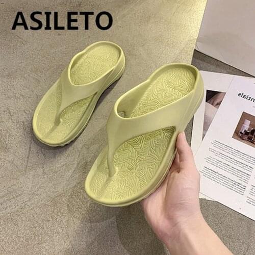 ASILETO Women Pinch Flip Flops Anti Slip Men Beach Slippers Home Shoes New Indoor Soft Bottom Mute Couples Sandals Simple