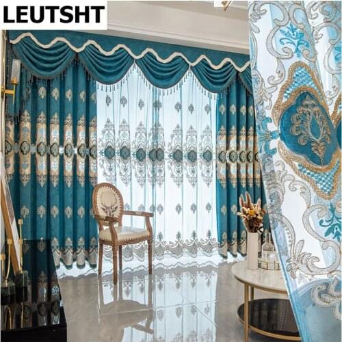 Embroidery Curtains for Living Dining Room Bedroom Simple and Thick Embroidered Yarn High-grade Curtain Fabric Hollow CordStudy