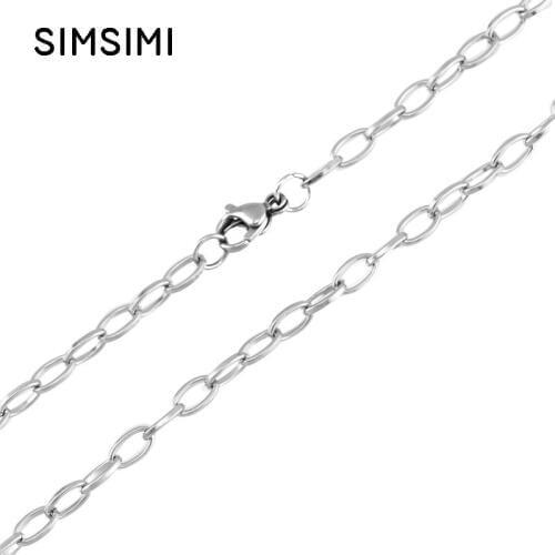 Simsimi women Jewelry 4mm long oval ROLO new style Necklace Bohemia personalized chain Stainless steel wholesale 10pcs