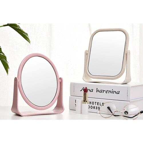 Folding Plastic Mirror New Double-sided Rotating Vanity Mirror Small Fresh and Pure Color Folding Makeup Desktop Small Mirror
