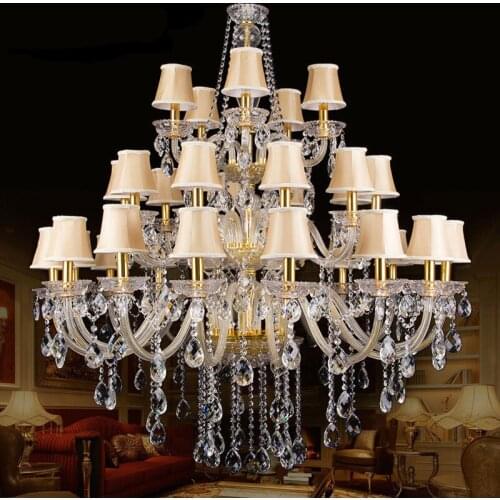 Morden 3 layers Crystal Chandelier Lighting 28 Lights Large Gold/silver stair Long Restaurant Hotel Hall villa large Chandeliers
