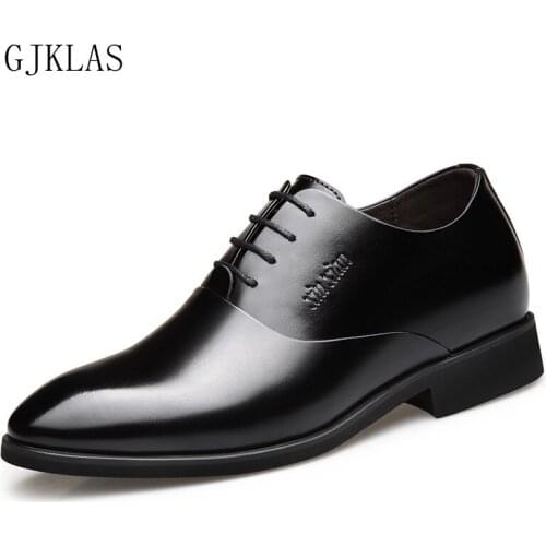 Brown Black Wedding Dress Mclassic Elegant Men Italiano Shoes Leather Height Increased Elevator Shoes Men Leather Formal Shoes