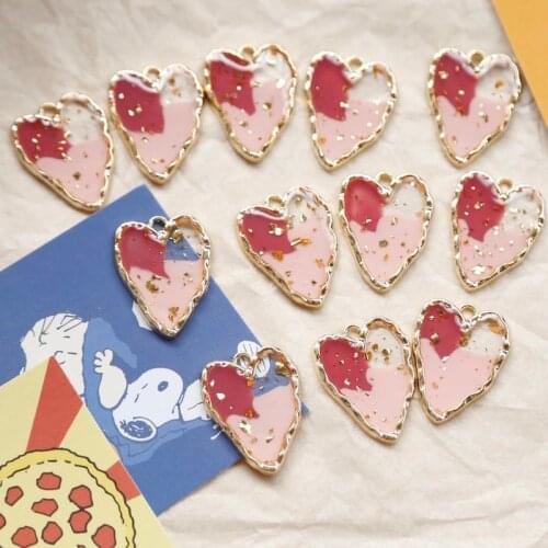 Japanese irregular love mixed color gold leaf peach heart pendant DIY hand-made accessories niche earring material