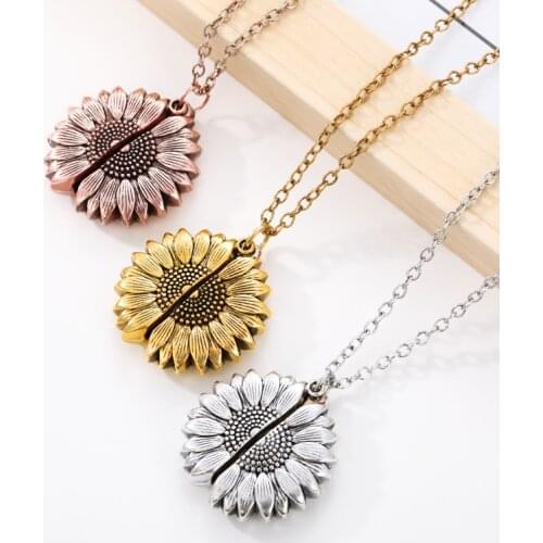You Are My Sunshine Sunflower Necklace Long Gold Sliver Color Chain Stainless Steel Open Sunflower Necklace Accesories For Women
