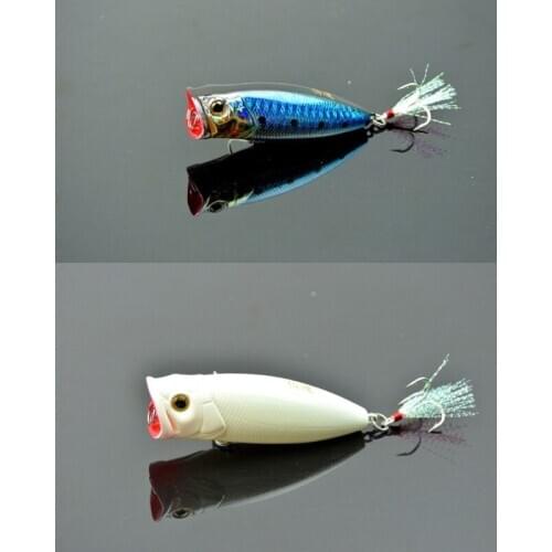 1 Piece Hot Sale Fishing Popper Lure Hard Bait with Feather Hook 7cm/13.5g Minnow Poper Artificial Lures