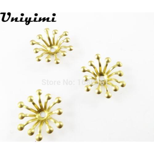 100Pcs/Lots Copper Silver Bead Cap Gold Flower Stamen Spacer Beads Women Fashion Charms 12MM DIY For Jewelry Making Accessories