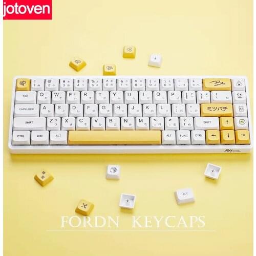 104 Key Caps Honey Keycaps For MX Switch Mechanical Keyboard Keycaps PBT Dye Subbed Bee Japanese Minimalist White Keycaps