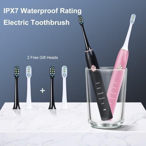 KOMERY Ultrasonic Sonic Electric Toothbrush For Adults Magnetic Charging Waterproof IPX7 50,000 r/min 4 Pcs DuPont Replacement