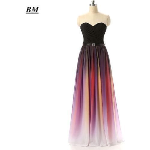 2019 Sexy Sweetheart Gradient Chiffon Prom Dresses Beaded Long Ombre Formal Evening Dress Party Gown Vestidos De Gala BM161