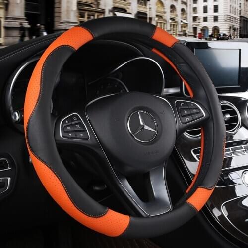 38CM Car Steering Wheel Cover Anti slip Leather Cars Wheels Covers Breathable Hand Stitching Steering-Wheel Car-stying Universal