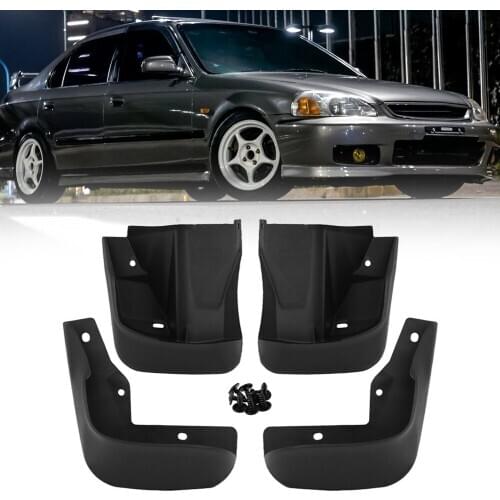 4pcs Splash Guards Front + Rear Set Outdoor Anti-resistance Mud Flaps PP Plastic Repairing Parts for Honda Civic 96-00