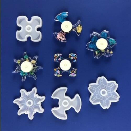 4 Pcs Anxiety Relief Hand Finger Fidget Spinner Toys Epoxy Resin Mold Fingertip Gyro Toy Silicone Mold DIY Crafts Mold