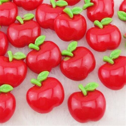 50pcs Resin Red Apple Flatback Button Craft Appliques For Christmas Eve