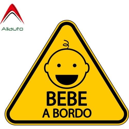 Aliauto Creative Car Sticker Baby on Board Spanish Bebe A Bordo Waterproof Reflective Decal PVC for BWM X Series,13cm*15cm