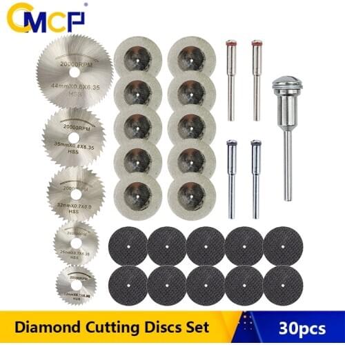 CMCP 30pcs Diamond Cutting Discs HSS Mini Circular Saw Blade Cut-Off Wheels for Dremel Mini Drill Rotary Tools Accessories