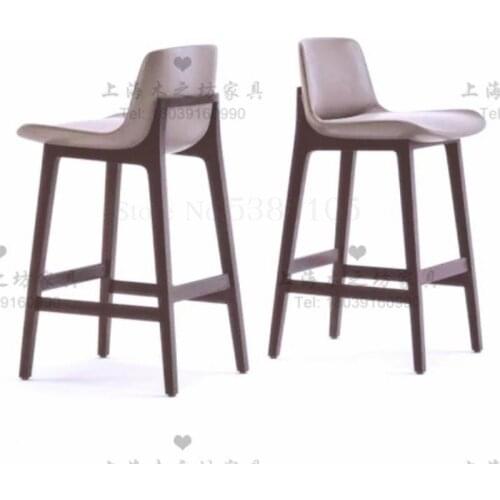 American Solid Wood Bar Chair Modern Simple Hotel High Foot Bar Chair F
