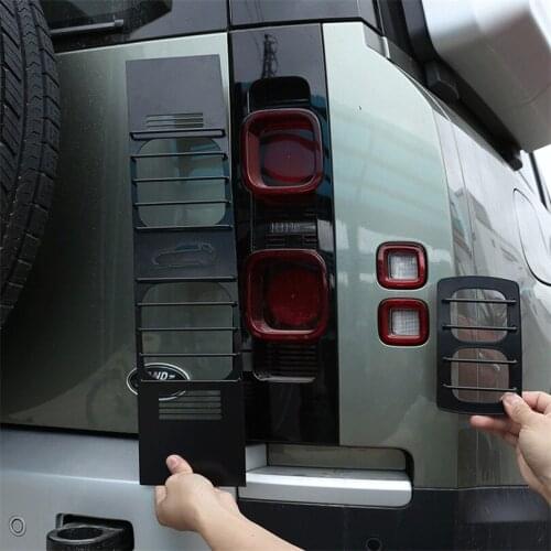 For Land Rover Defender 90 110 2020-21 Steel Black Car Rear Brake Lights Protection Net Cover Decoration Sticker Car Accessories