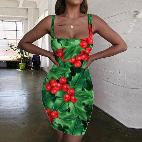 Giyu Brand Christmas Dress Women Leaf Ladies Dresses Painting Sundress Decorate 3d Print Womens Clothing Club Vintage Beach
