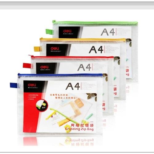 Effective 5596 transparent document plastic grid zipper bag A4 official document pull side information bag