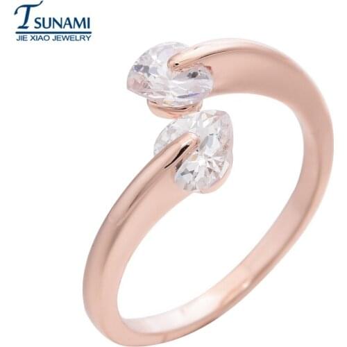 Exquisite and fashionable heart-shaped rose gold zircon ring, suitable for womens wedding/party/ball jewelry RG-012