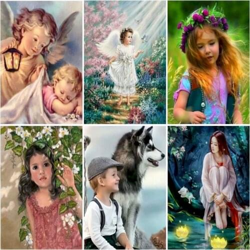 SDOYUNO Oil Painting By Numbers Baby Girl Painted Abstract On Canvas DIY Pictures Lovers Gift Home Decor Wall Art