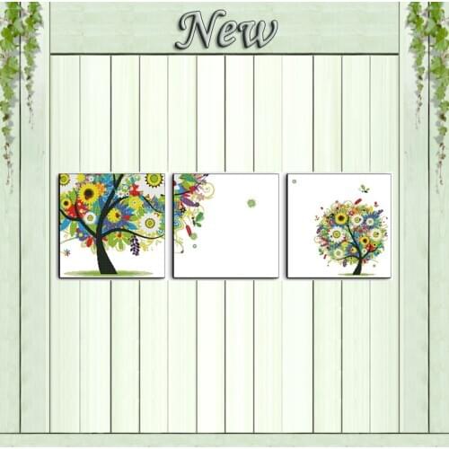 Happy watching trees triple decor paintings counted printed on canvas DMC 11CT 14CT Cross Stitch kits embroidery needlework Sets