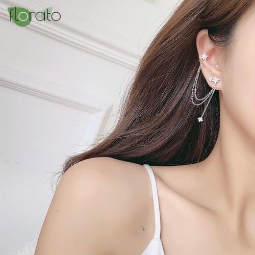 Korean Jewelry Earrings Tassel Fashion Long Earrings Chain Metal Texture Earrings Wholesale Ear Cuff Dangle Earrings