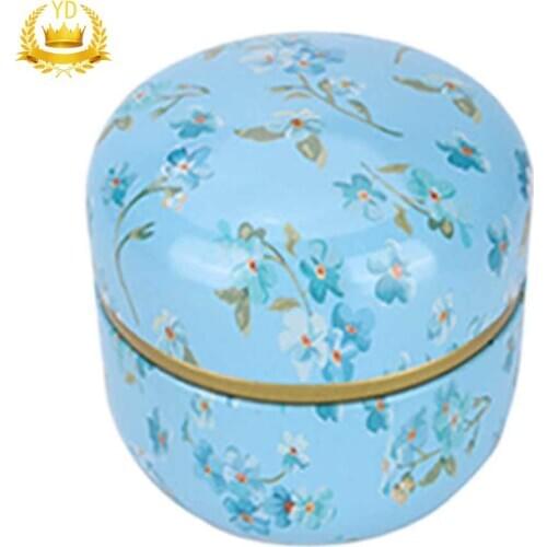 Japanese Style Round Metal Tin Tea Box With Lid Coffee Powder Matcha Candy Cookie Container Rose Jar Cans Case Mini Storage Box