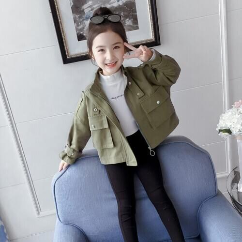Kids 4-14 years fashion little girls boys 2020 new spring/autumn casual jacket long sleeve short dust coat clothes cotton teens